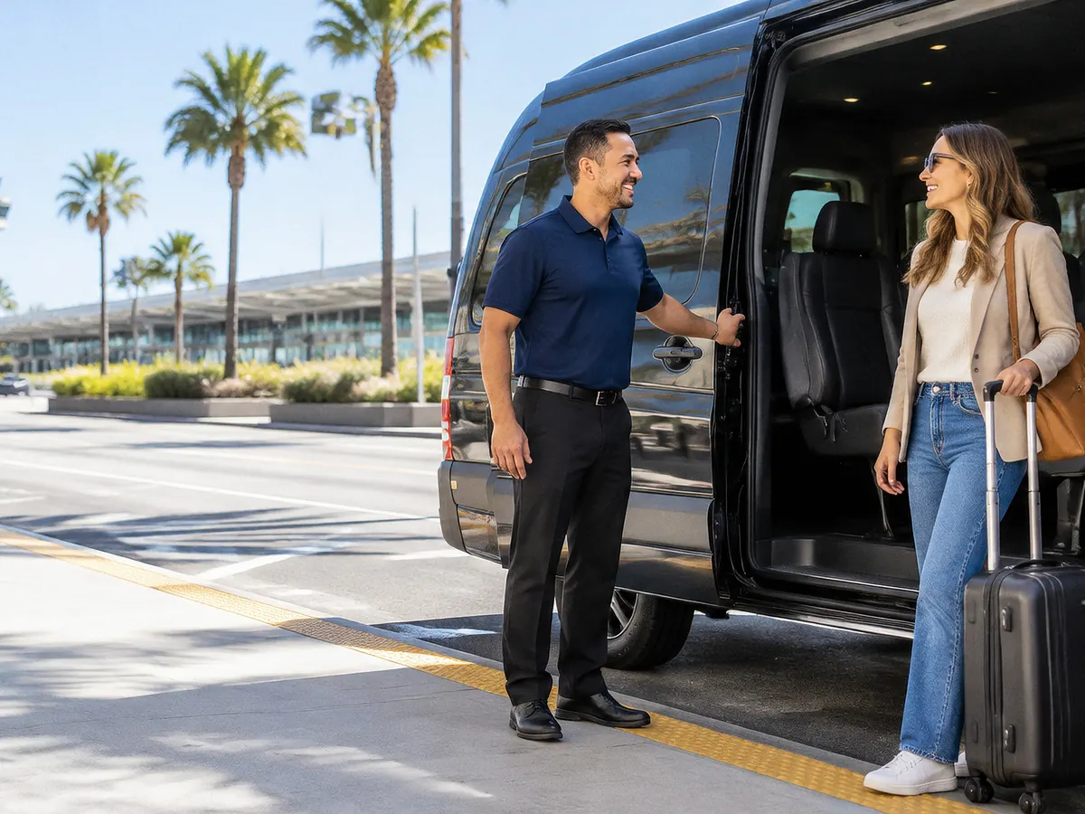 Driver welcoming a patient at San Diego airport